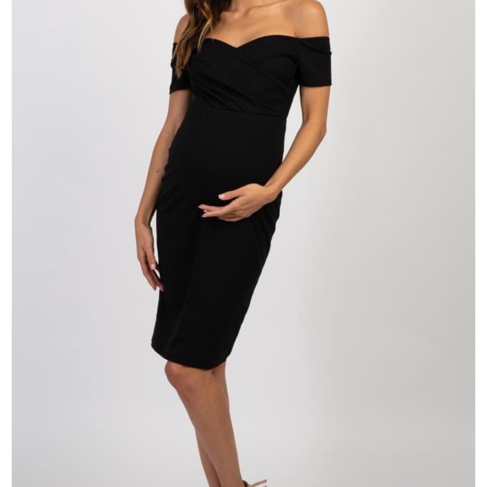Pinkblush maternity black off shoulder dress